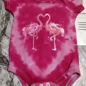 3-6 months tie dye Flamingos heart onesis
